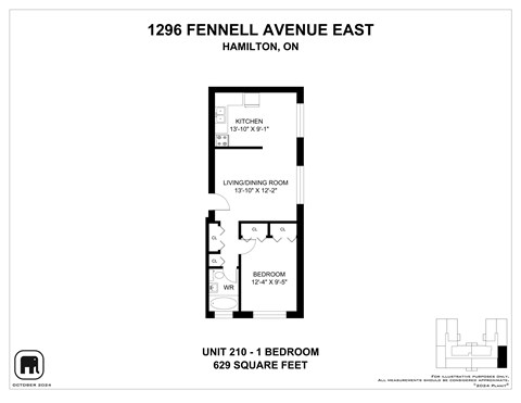 Floor plan for 1 bed, 1 bath, 700 sqft